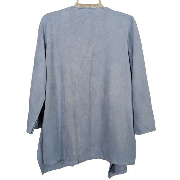Gretchen Scott long sleeve blue faux suede waterfall open cardigan S - Picture 3 of 7